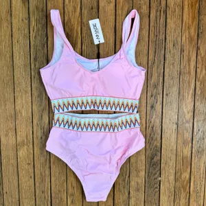 Aimage Pink High Waist Bikini Set‎ Two Piece Swimsuit Cute Swimwear Size M thumbnail 3