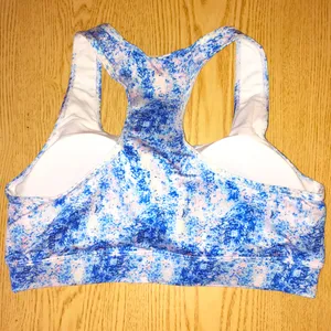 New Blue Galaxy Sports Bra with Removable Padding Blue White Size Large thumbnail 5