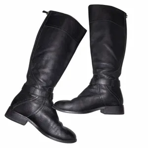 Tory Burch Black Pebbled Leather Teresa Tall Riding Boots Shoes 6 thumbnail 8