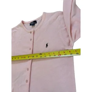 Polo Ralph Lauren Cashmere Cardigan Pony Sweater Light Pink Womens Large thumbnail 12