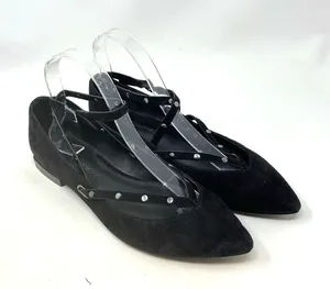 Rebecca Minkoff Faye Black Suede Studded‎ Pointed Toe Flats Size US 7.5 thumbnail 1