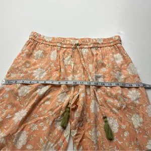 World Market Peach Green Floral Print Pajama Pants Womens Size‎ Small Pull On thumbnail 7