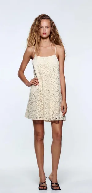 ZARA STRAPPY CROCHET MINI DRESS 7901/153/712 Size S thumbnail 4