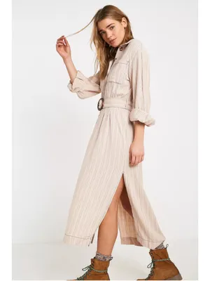 Free People Audrey Stripe Midi Shirtdress Size M thumbnail 4