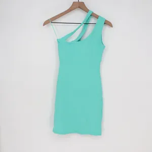 Naked Wardrobe Mint Green One Shoulder Cutout Mini Dress Size L Bodycon Slit thumbnail 6