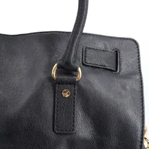 Michael Kors Hamilton‎ Satchel Women Large Black Leather Gold Padlock Tote Bag thumbnail 10