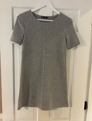 ZARA Grey Sweater Dress Short Sleeve thumbnail 1