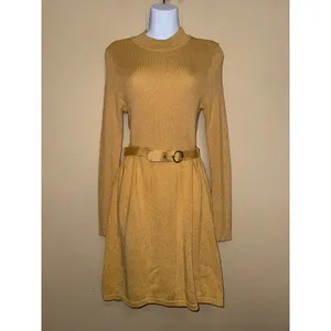 Free People French Girl Gold Metallic Belt mini dress M Glam Holiday Retro Chic thumbnail 4