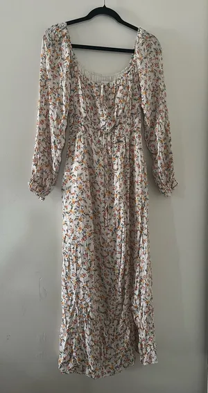 Lost + Wander Floral White Orange Maxi Dress Small Cottagecore Romantic Prairie thumbnail 1