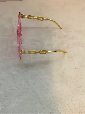 Pink Square Frame Women's Sunglasses with Gold Accent Temples thumbnail 4