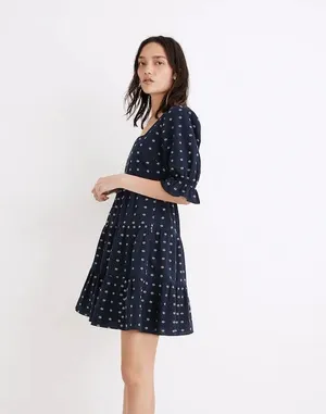 Madewell Square-Neck Puff-Sleeve Tiered Mini Babydoll Dress Size 10 100% Cotton thumbnail 11