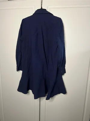 Tuckernuck Callahan Navy Swiss Dot Shirt Dress thumbnail 13