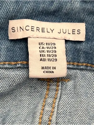Sincerely Jules Size 11/30 blue denim belted micro skirt in a medium Wash thumbnail 4