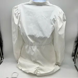 Rêveuse White Long Sleeve Romper Cuffed Shorts w/Tassel End Rope Belt-Size M thumbnail 3