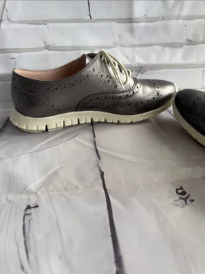 Cole Haan Zero Grand Women's Grey Metallic Wingtip Sneakers with White Soles thumbnail 5
