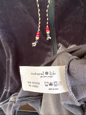 NATURAL LIFE Crushed Velvet Zip Front Hoodie Navy Size Medium thumbnail 7