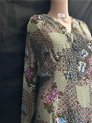 Necessary Objects Vintage Olive Patchwork Floral Midi Dress SM NWT thumbnail 5
