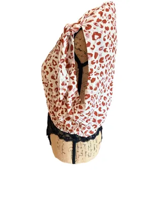 Free People Bare It All Bodysuit Size L White Red Leopard Print NWT thumbnail 3
