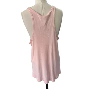 Free People Tank Top Womens Medium Pink Ribbed Racerback Oversized Swing thumbnail 4