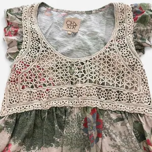 Chaser Boho Crochet layered Tropical Tee | Festival Hippie Mixed Media Top small thumbnail 3