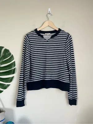 Madewell Relaxed Long Sleeve Crewneck Sweatshirt Tee in Stripe thumbnail 2