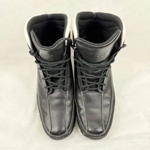 Timberland Black Leather Heeled Ankle‎ Boots Contrast Stitching Lace Up 7.5 READ thumbnail 3