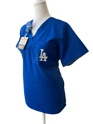 LA Dodgers Y2K Scrub Top Medical Uniform Royal Blue Unisex SM Concepts Sport MLB thumbnail 3