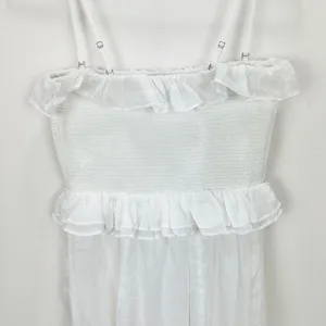 NEW J.Crew Ravenna Dress Ramie Ruffle Lightweight Smocked Midi White Small thumbnail 14