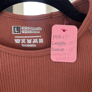 Ribbed Long Sleeved crop top size L Brown Size L thumbnail 4