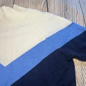 Aerie Offline Colorblock Mock Neck Sweater Pullover Blue White Womens L‎ Cozy thumbnail 8