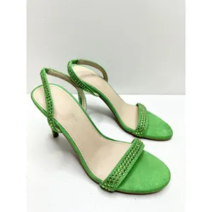 Marc Fisher Sandals Womens 7 Green Betila‎ Slingback Heels Rhinestone Accents thumbnail 3