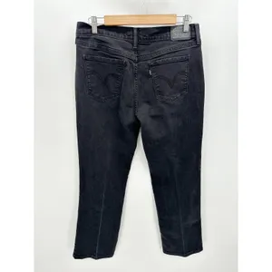 Levi's Black Wash 505 Straight Leg Denim Jeans Cotton Blend Womens‎ Size 12 thumbnail 2
