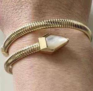 Anthropologie Stone Serpent Wrap Coil Cuff Cap Bangle Bracelet White Stone NWT thumbnail 1