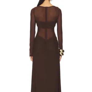 Runaway the Label Brown Mesh Long Sleeve Dress thumbnail 3