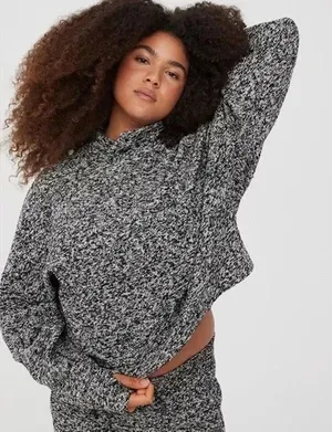 OFFLINE By Aerie Snowday Mock Neck Sweater Pullover Gray‎ Black Speckled XL thumbnail 1