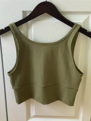 Lululemon Power Pivot Ribbed Tank Top in Bronze Green thumbnail 4