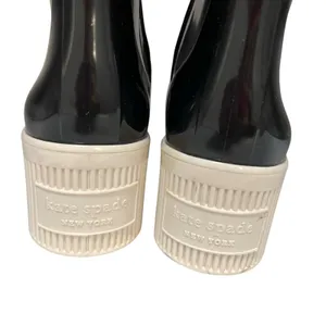 Kate Spade New York Womens Size‎ 6 Puddle Rain Boots Black White 2.5" Heel NWOT thumbnail 7