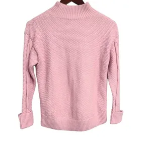 1. State Cable Knit Baby Pink Slim Turtleneck Sweater Size XXS‎ thumbnail 2