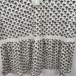 Lucky Brand Blouse Size L White Floral Crochet Trim Patterned Boho Babydoll Top thumbnail 6