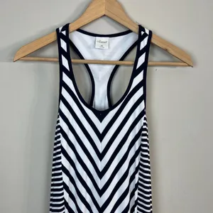 Soma Maxi Dress Women XS Navy Blue White Stripes Racerback Side Slits Sleeveless thumbnail 2