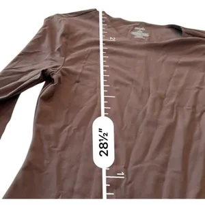 Nuuds Long Sleeve Scoop Neck Bodysuit S Small Brown Thong Smoothing Top Layer thumbnail 7