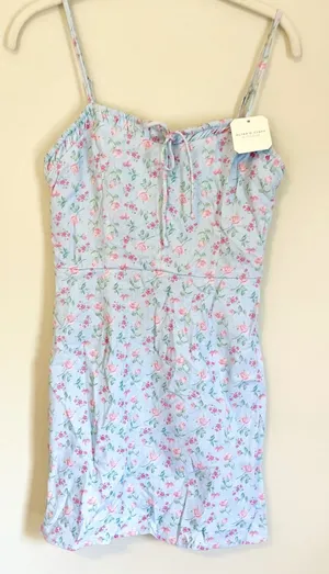Altar'd‎ State Miren Mini Dress Blue Multi Pink Floral Smocked Back NWT Small thumbnail 1