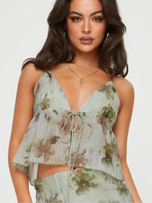 NEW Princess Polly Mauro Green Tie Halter Top Women’s 12 thumbnail 1
