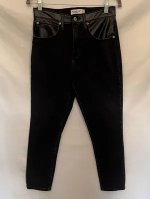 Abercrombie & Fitch Super Skinny Ankle Women Jeans Sz 6 Y2K Grunge Faux Leather thumbnail 11