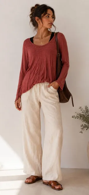 Left of Center Anthropologie Pink Long Sleeve Tee Shirt Womens XS Classic Blouse thumbnail 1