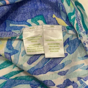 Lilly Pulitzer Tank Top Womens XL Blue Green Floral Pima‎ Cotton Fair *Flawed thumbnail 9