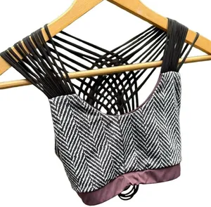 Black and White Herringbone Bralette with Black Straps thumbnail 1