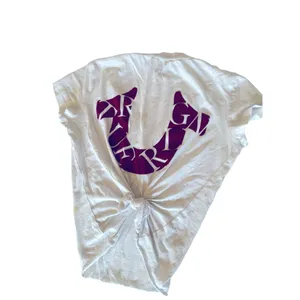 Vintage True Religion Tee Size S Maroon Horse shoe design & knotted back closure thumbnail 2