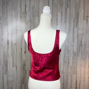 Victoria's Secret Vintage Satin‎ Floral Tank Top Red XS Square Neck Wide Strap thumbnail 6