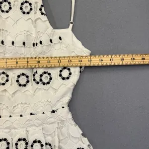 Lovers + Friends White Black Eyelet Lace Fit & Flare Mini Dress XS RN132829 thumbnail 3